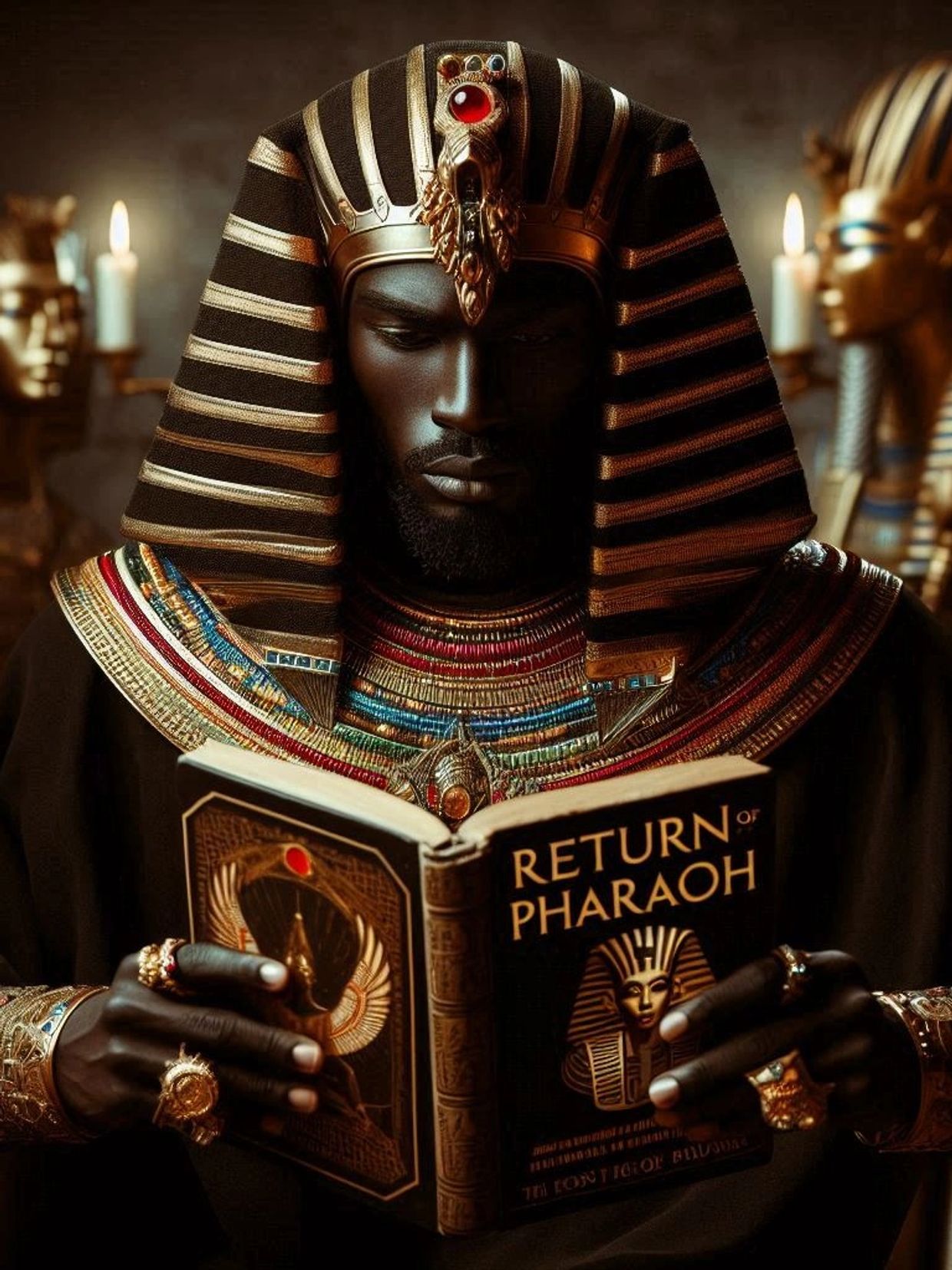 The Pharaoh reading the ancient scriptures.