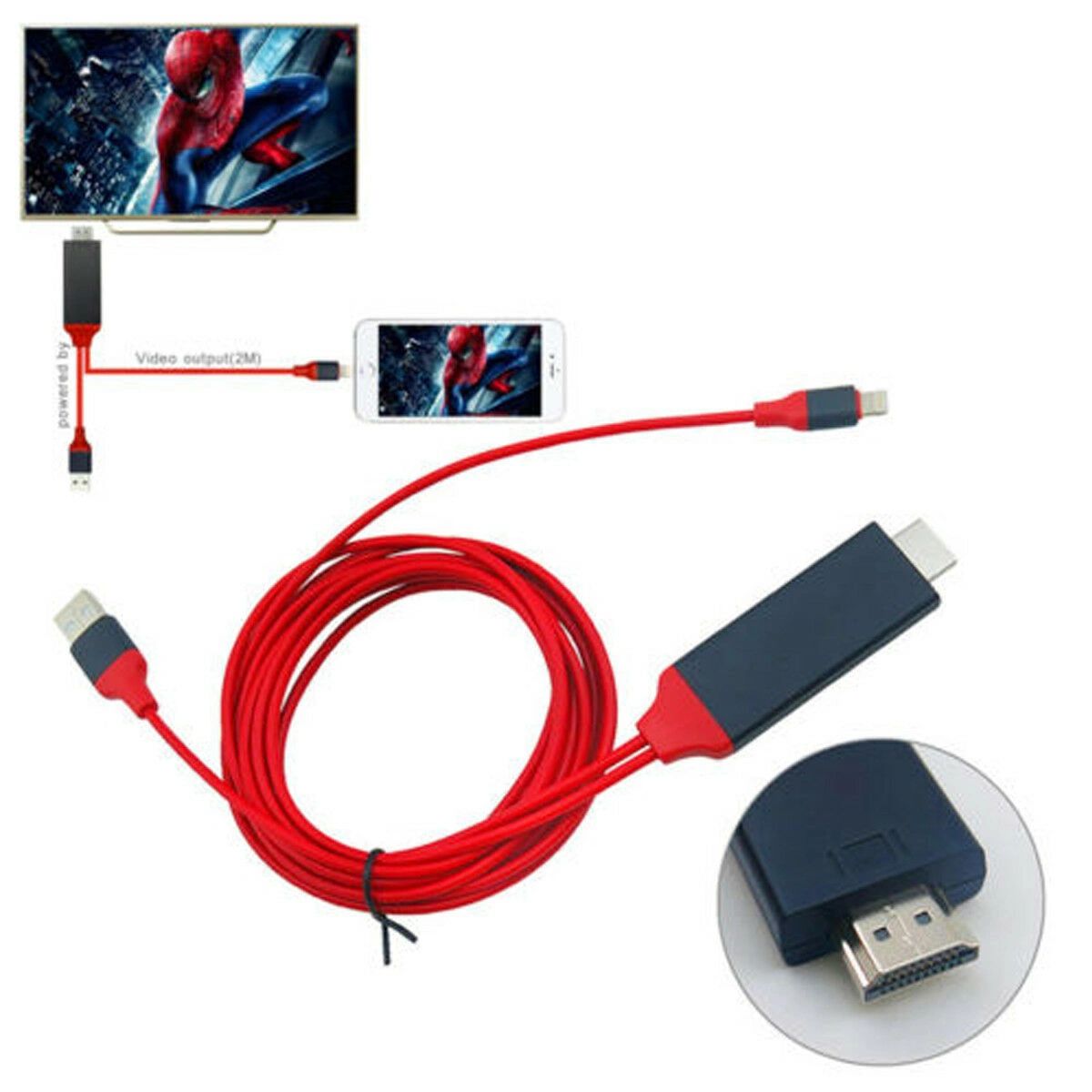 ANDOWL QY-i01 LIGHTNING USB HDMI HDTV TV VIDEO ADAPTER CABLE FOR IPAD &  IPHONE