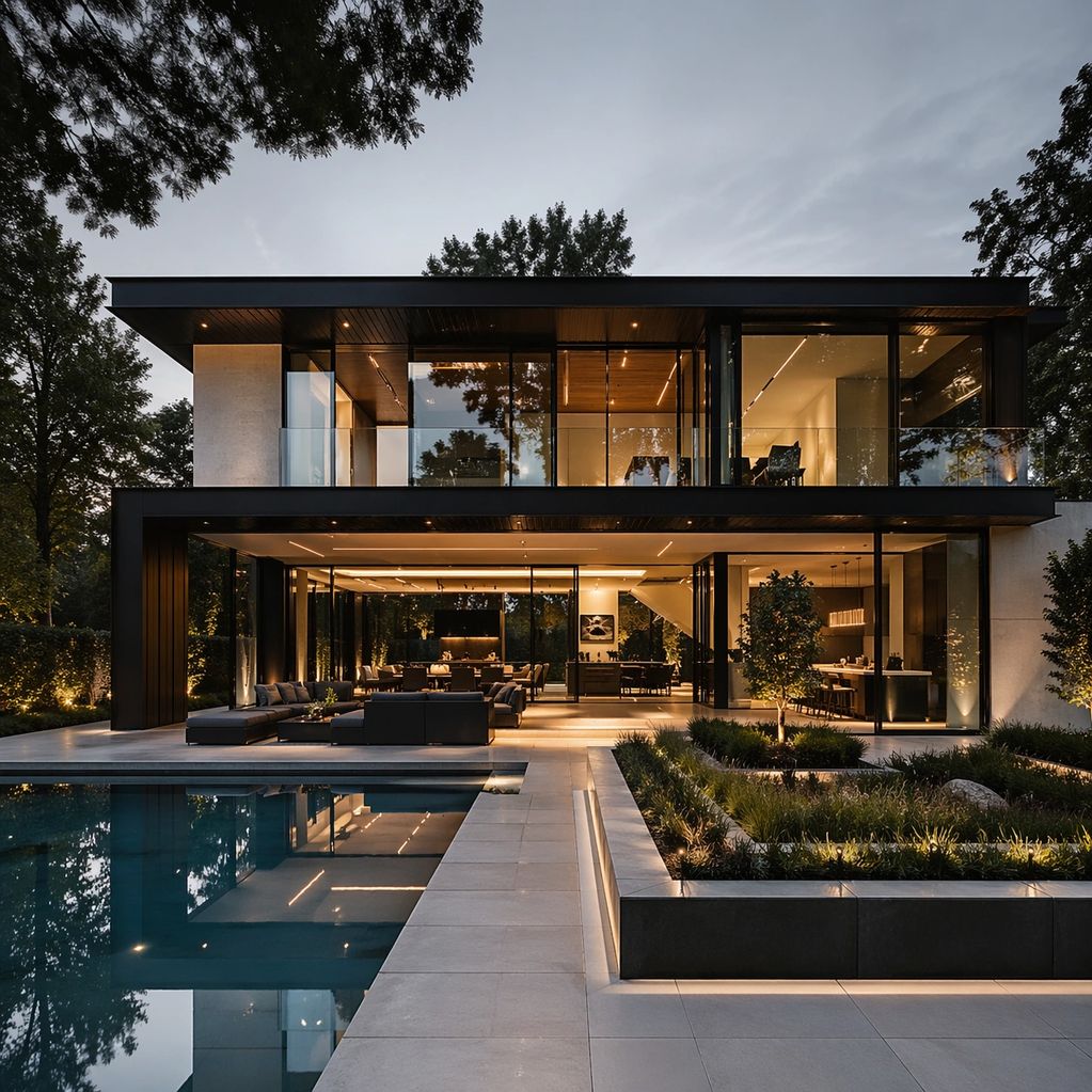 Luxury film production housing in Dallas with modern home exterior, used for cast and crew short-ter