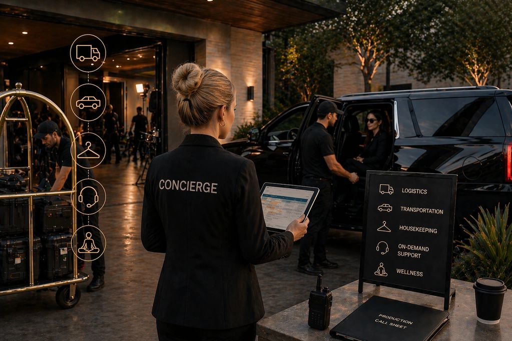 Production concierge services in Dallas for film crews, including transportation, lifestyle services