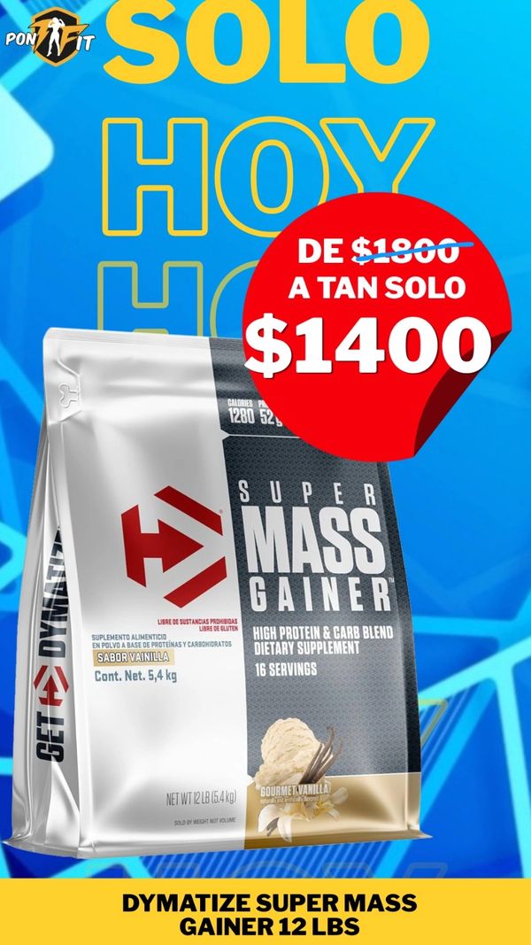 Dymatize Super Mass Gainer 12 lbs on sale for $1400 today only.