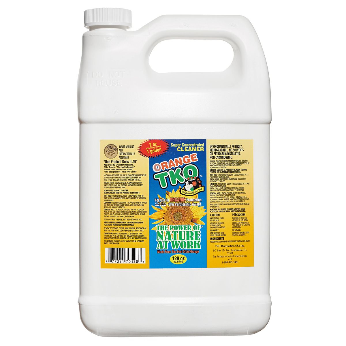 128oz Orange TKO Super All Natural Cleaner (Super Concentrate Cleaner)