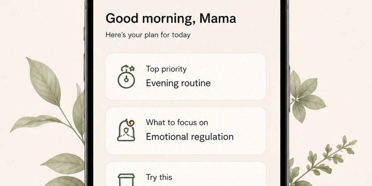 Morning plan for Mama on a phone screen.