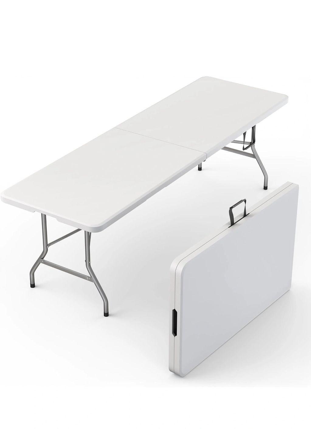 8’ White folding table. Sturdy and easy to assemble and take down. $10 per table per day. 