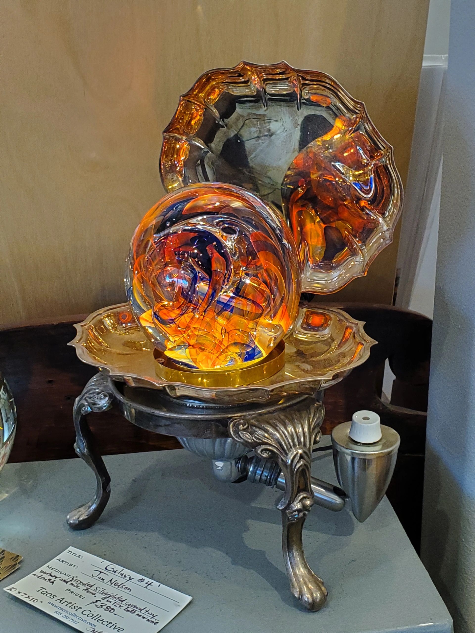 blown glass art lamp hand made in taosd new mexico