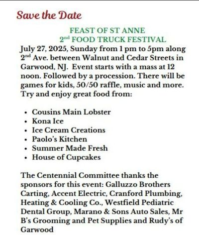 Feast of St Anne 2025 
Food Truck Festival