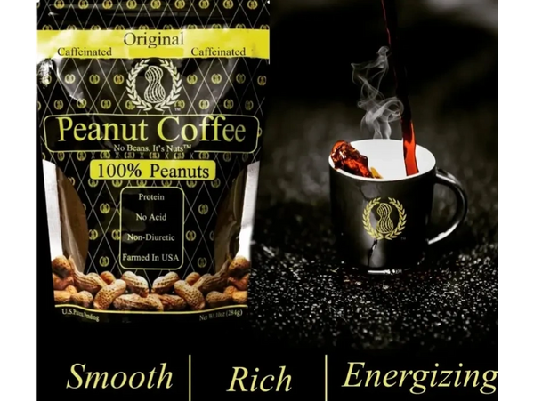 Peanut Coffee, made from 100% peanuts, smooth, rich, and energizing.