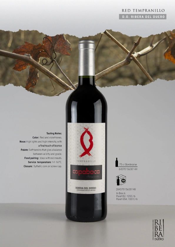 Spanish Wine, Ribera del Duero, Tempranillo, Copaboca, Latvia, Riga, Spanish Products Selection, Bal