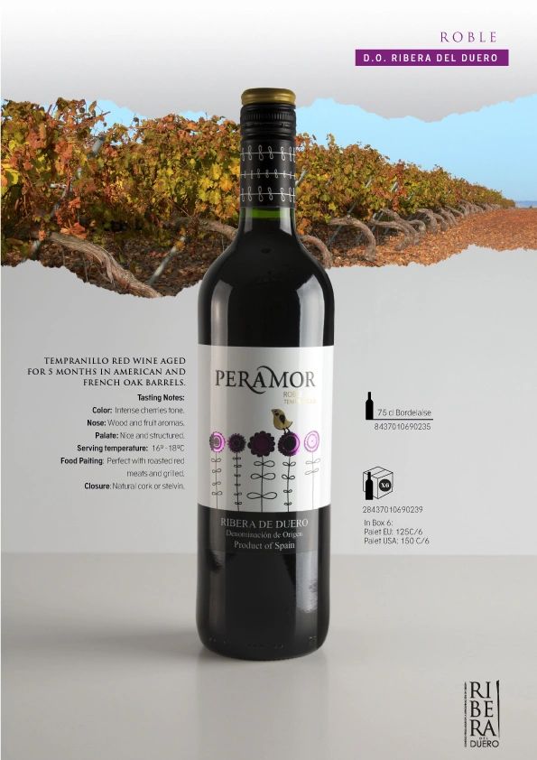 Spanish Wine, Ribera del Duero, Roble, Peramor, Latvia, Riga, Spanish Products Selection, Baltics