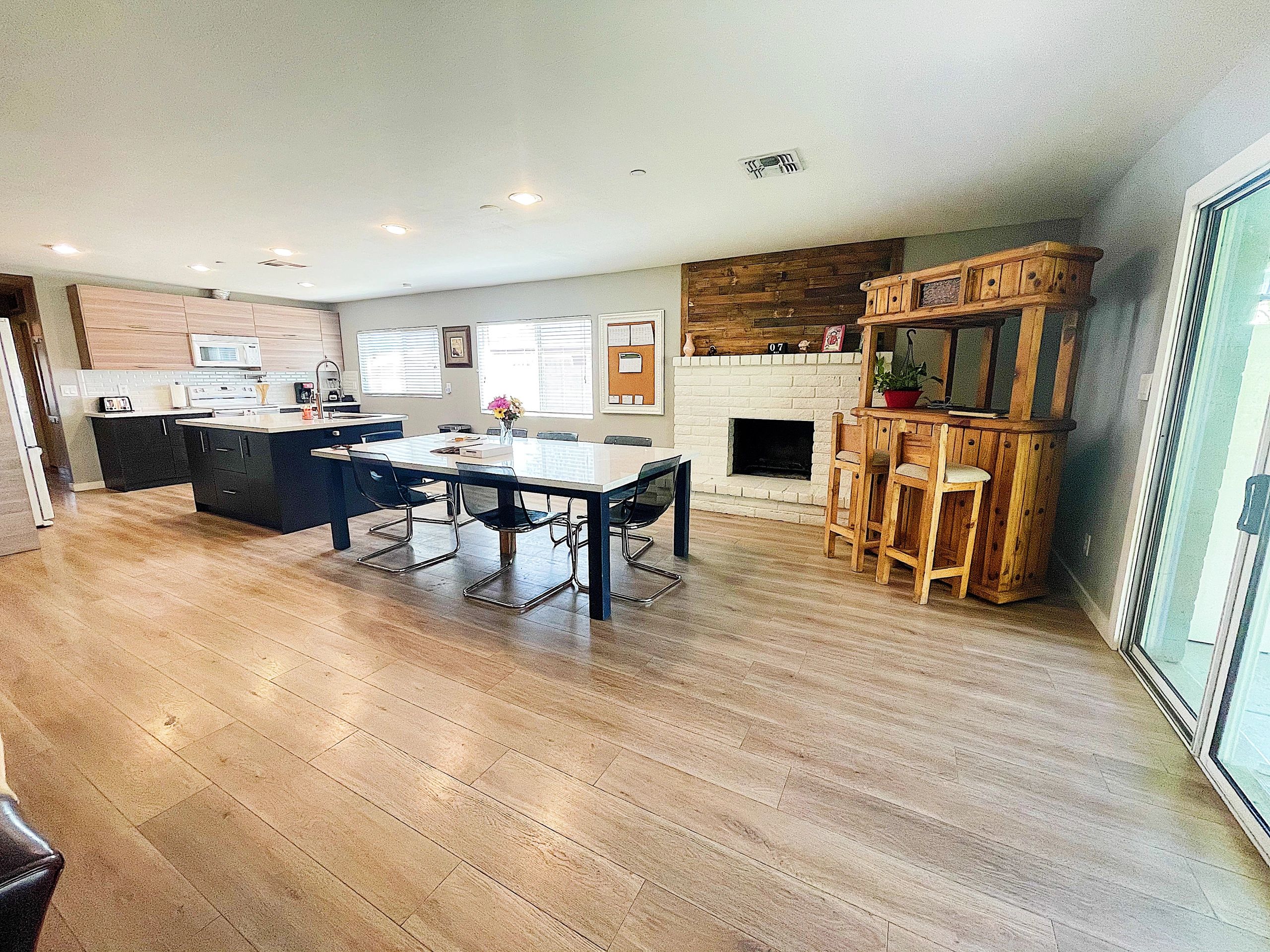 Shared dining area and kitchen at Bella Amore Assisted Living.