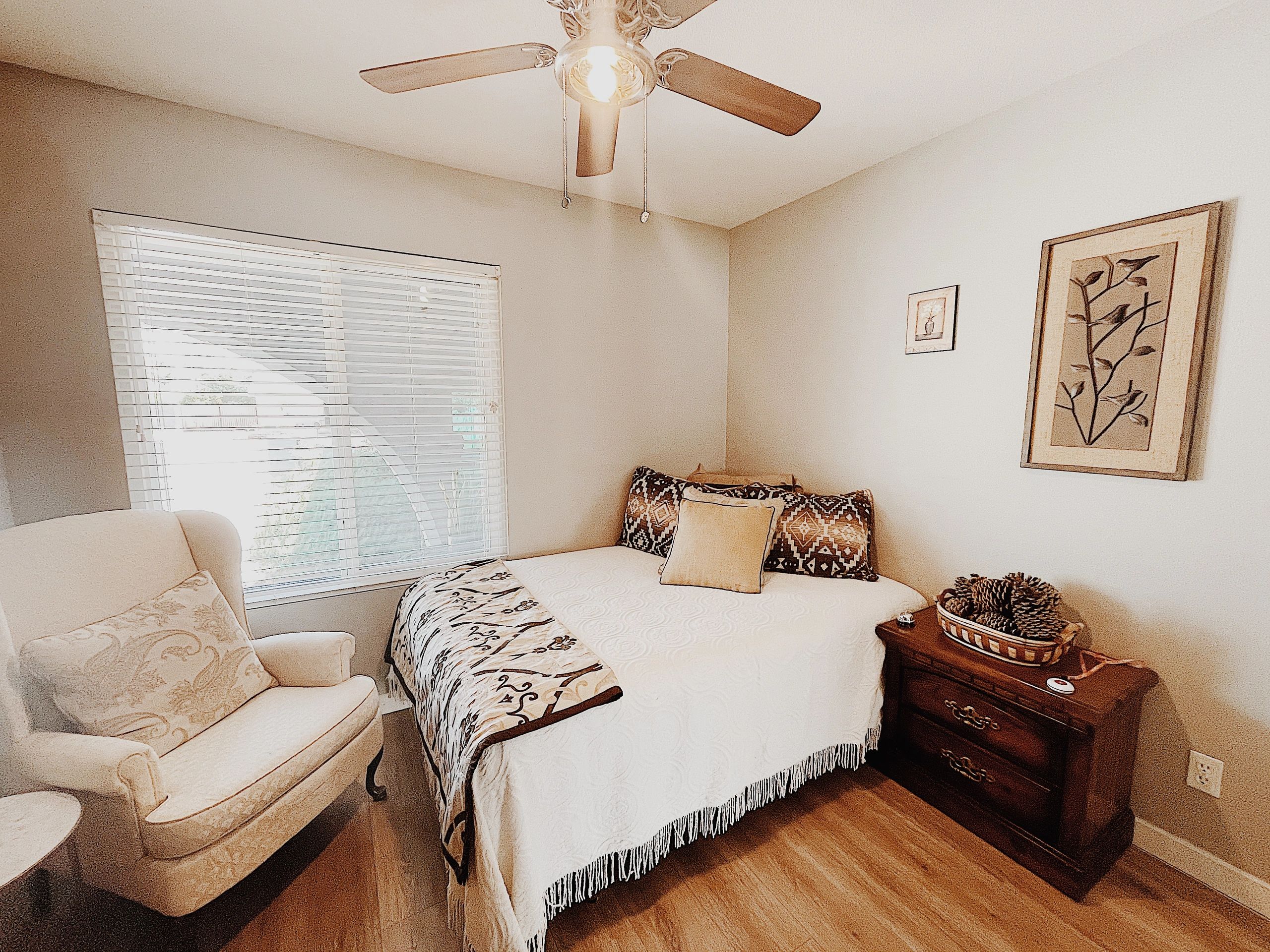 Bedroom shown at Bella Amore Assisted Living.
