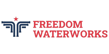 Freedom Waterworks logo with stylized 'F' and star.