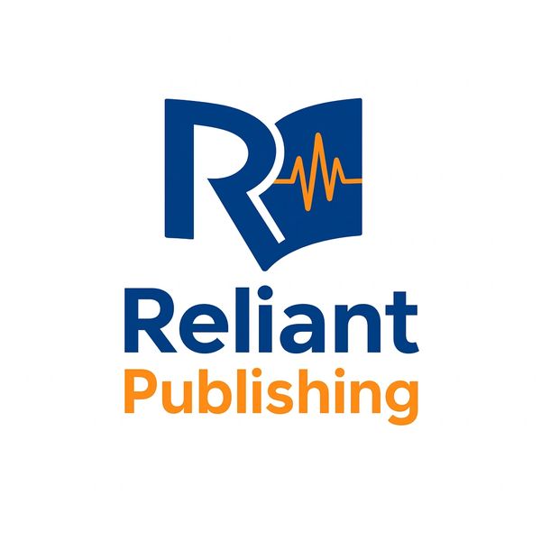 Logo for Reliant Publishing with a book and pulse design.
