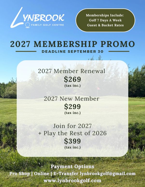Lynbrook 2027 golf membership promo with tiered pricing and benefits.