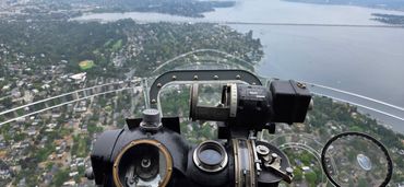 Bill's view from the bombardier's seat aboard Sentimental Journey. 