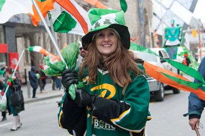 Marcher in Toronto's St. Patrick's Parade