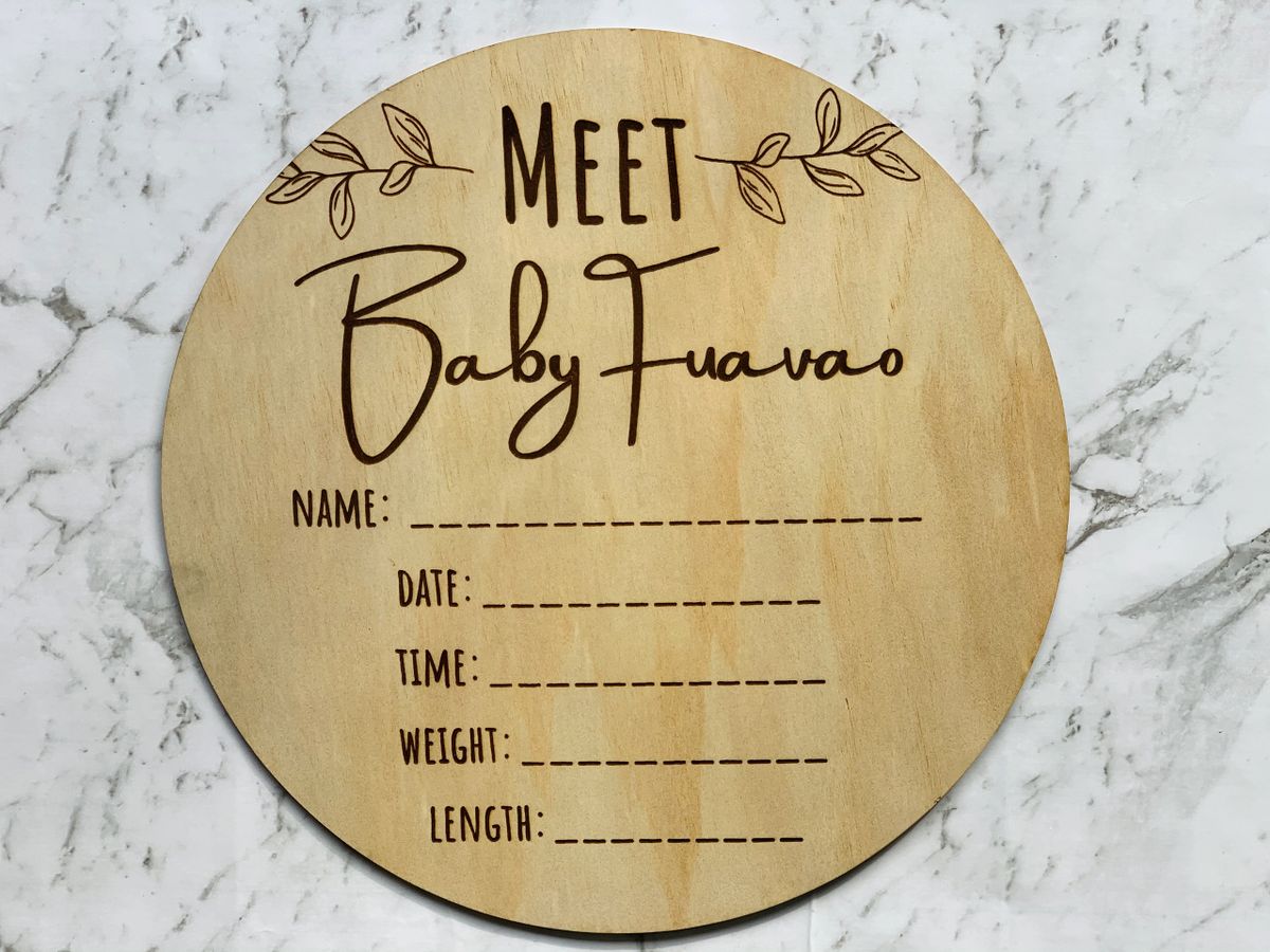 Personalised Baby Announcement Sign 30cm