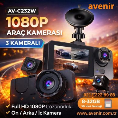 ARAÇ İÇİ KAMERA 1080 FUL GÖRÜNTÜ  
3 KAMERALI  ÖN  İÇ KAMERA ARKA KAMERA WİFİLİ CEPTEN İZLEMELİ