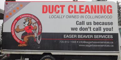 Eager Beaver Services duct cleaning van in Collingwood promoting local air vent cleaning services.
