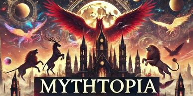 banner for Mythtopia, urban fantasy setting, mystical creatures