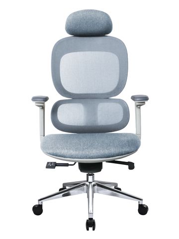 Ergonomic office chair with adjustable headrest and armrests.