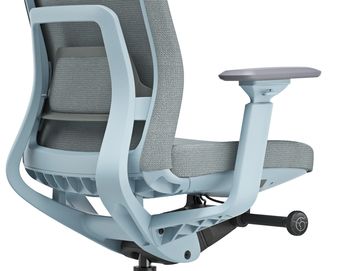 Side view of a modern ergonomic office chair with adjustable armrest.
