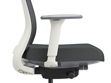 Side view of a modern ergonomic office chair with adjustable armrest.