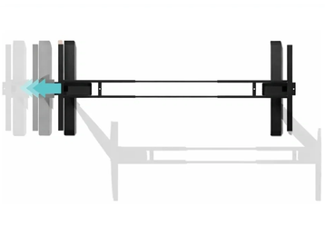 Adjustable black metal bed frame with extendable width.