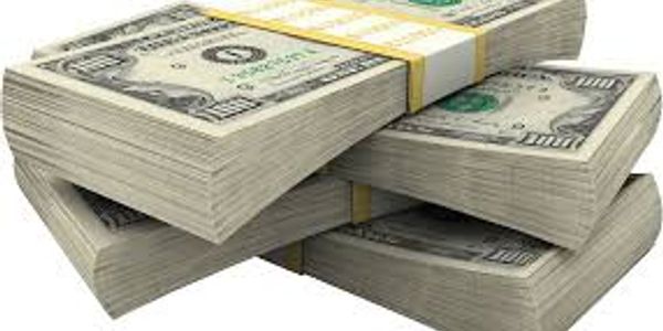 Stacks of bundled US dollar bills.