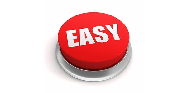 A large red button labeled EASY on a white background.