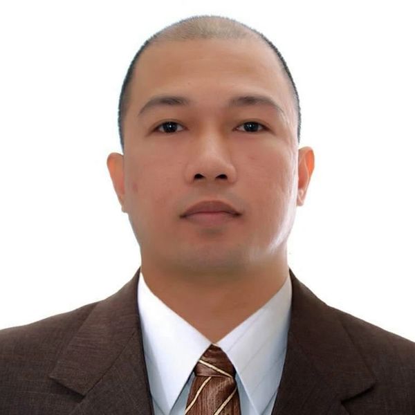 Professional portrait of a man in a brown suit and striped tie.