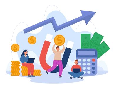 People attract money with a magnet and work with finances.
