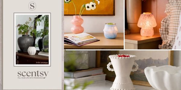 Elegant home decor featuring Scentsy fragrance warmers and vases.