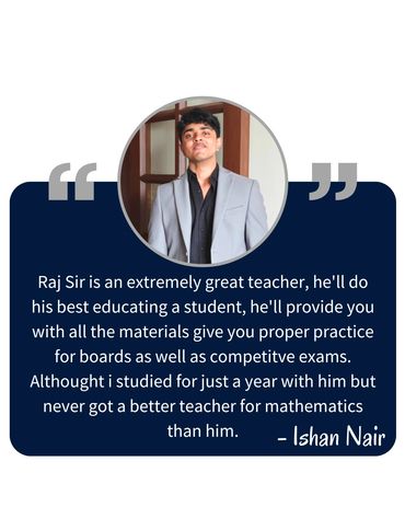 Testimonial praising Raj Sir's excellent teaching and support for competitive exams.