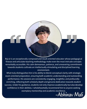 Portrait of Abhinav Mali with an educational quote.