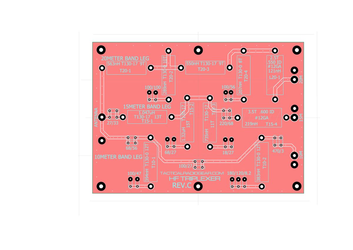 TRIPLEXER 20M/15M/10M DIY BARE PCB & INSTRUCTIONS