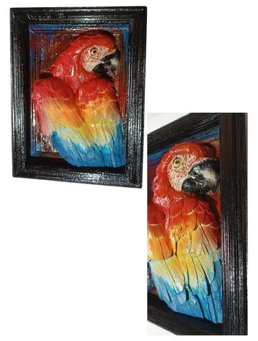 Quadro arara vermelha em 3D
