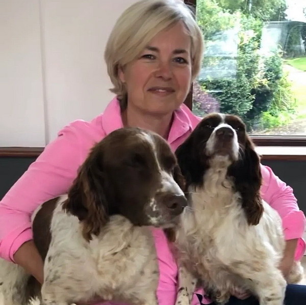 Jane Charman - Owner and Founder with her two spaniels