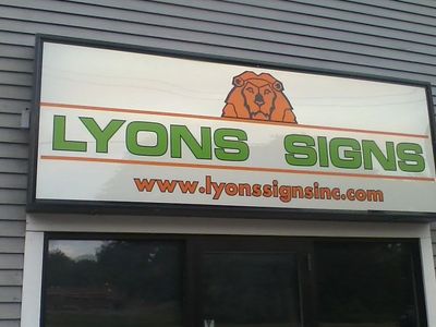 Illuminated box sign, Lyons Signs, Worcester, MA