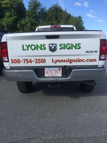 Lyons Signs truck lettering. Worcester, MA