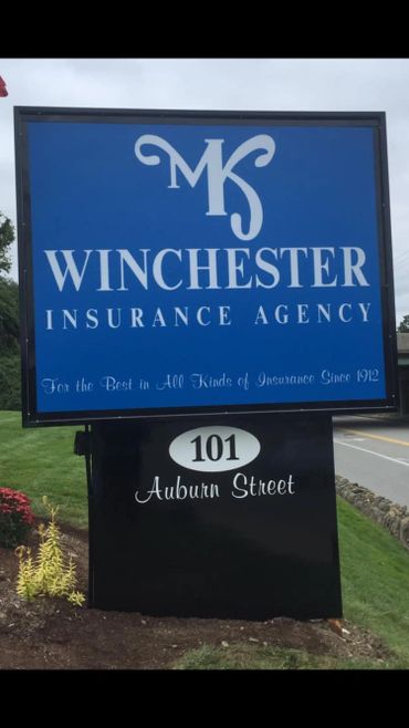 Illuminated box sign, Winchester Insurance, Auburn, MA