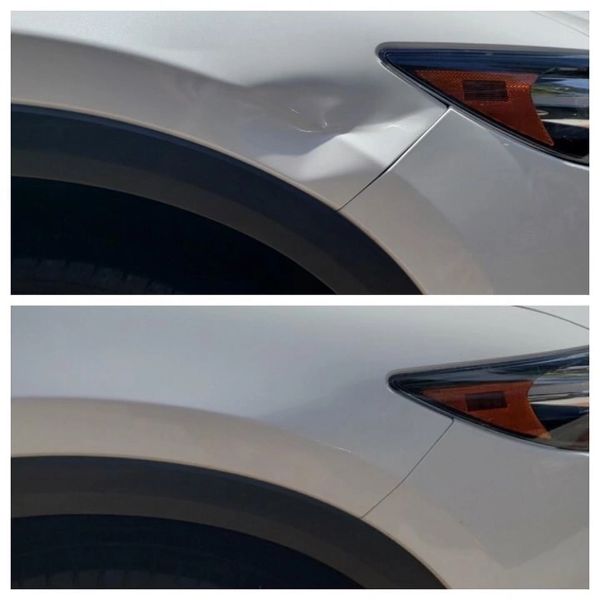 Dent on car.
Dent repair before and after
Dent removal Paintless dent removal Sunshine Coast 