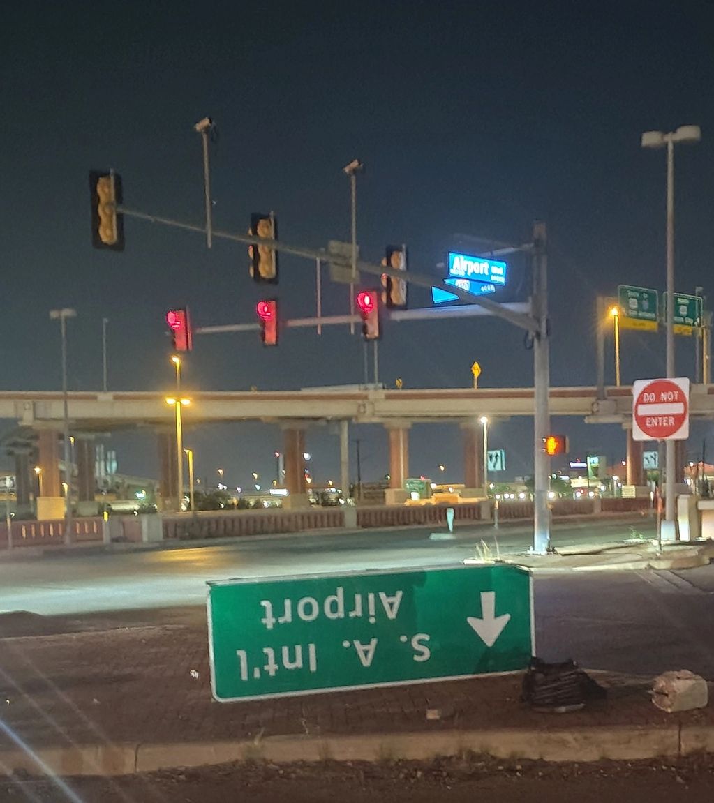 This is a picture taken of the Airport sign fallen for months this is what tourists see first & last