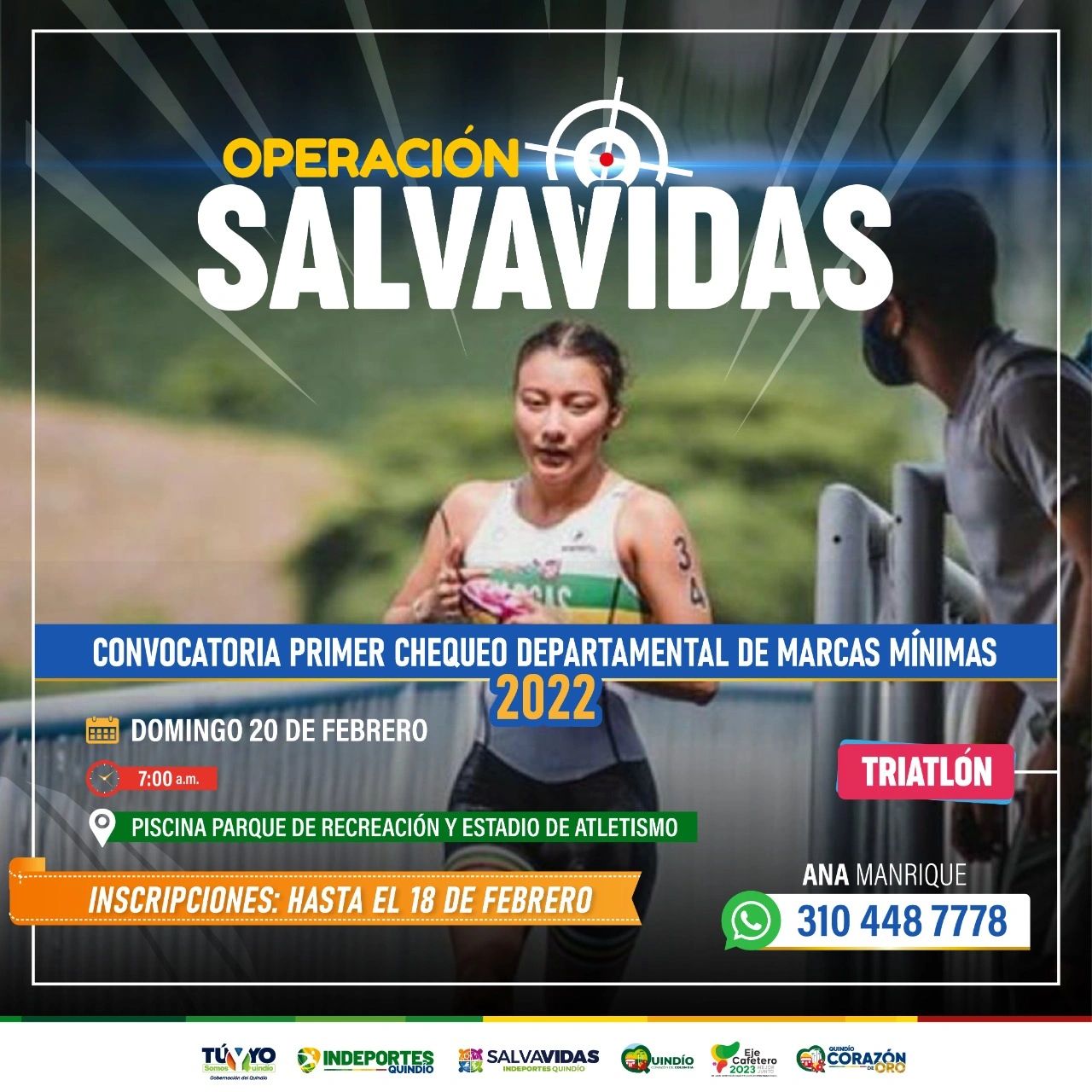 Operación Salvavidas Chequeo departamental Liga Quindiana de triatlón