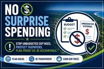 Infographic urging to stop unbudgeted expenses and protect taxpayers.