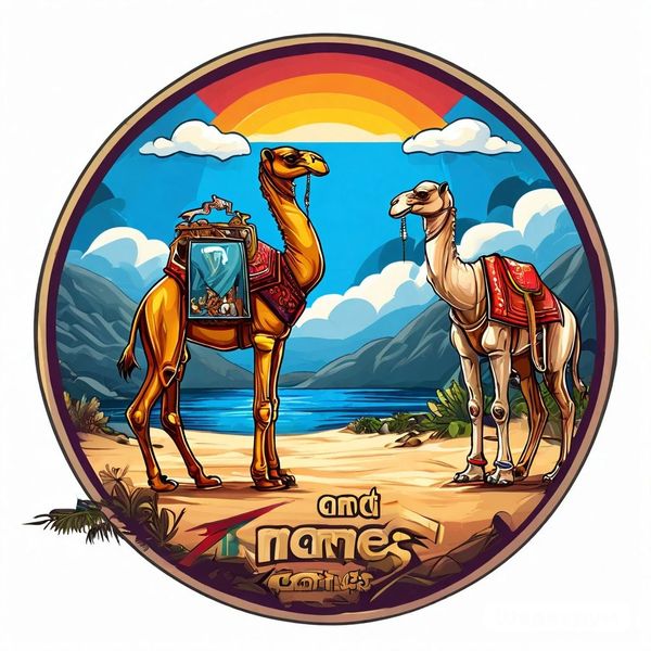 Camels socializing in the desert.