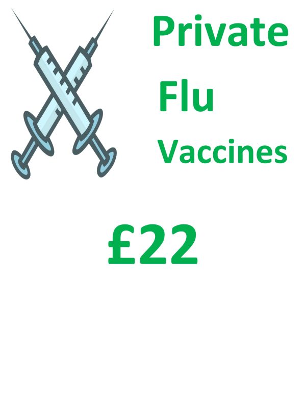 Private flu vaccines for £22.