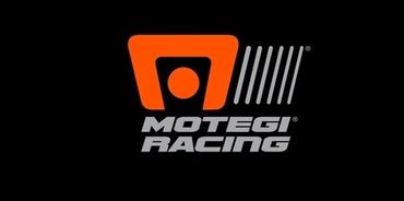 Motegi Racing logo with bold orange and gray text on black background.