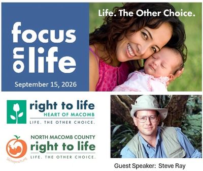 Promotional image for Right to Life event featuring guest speaker Steve Ray.