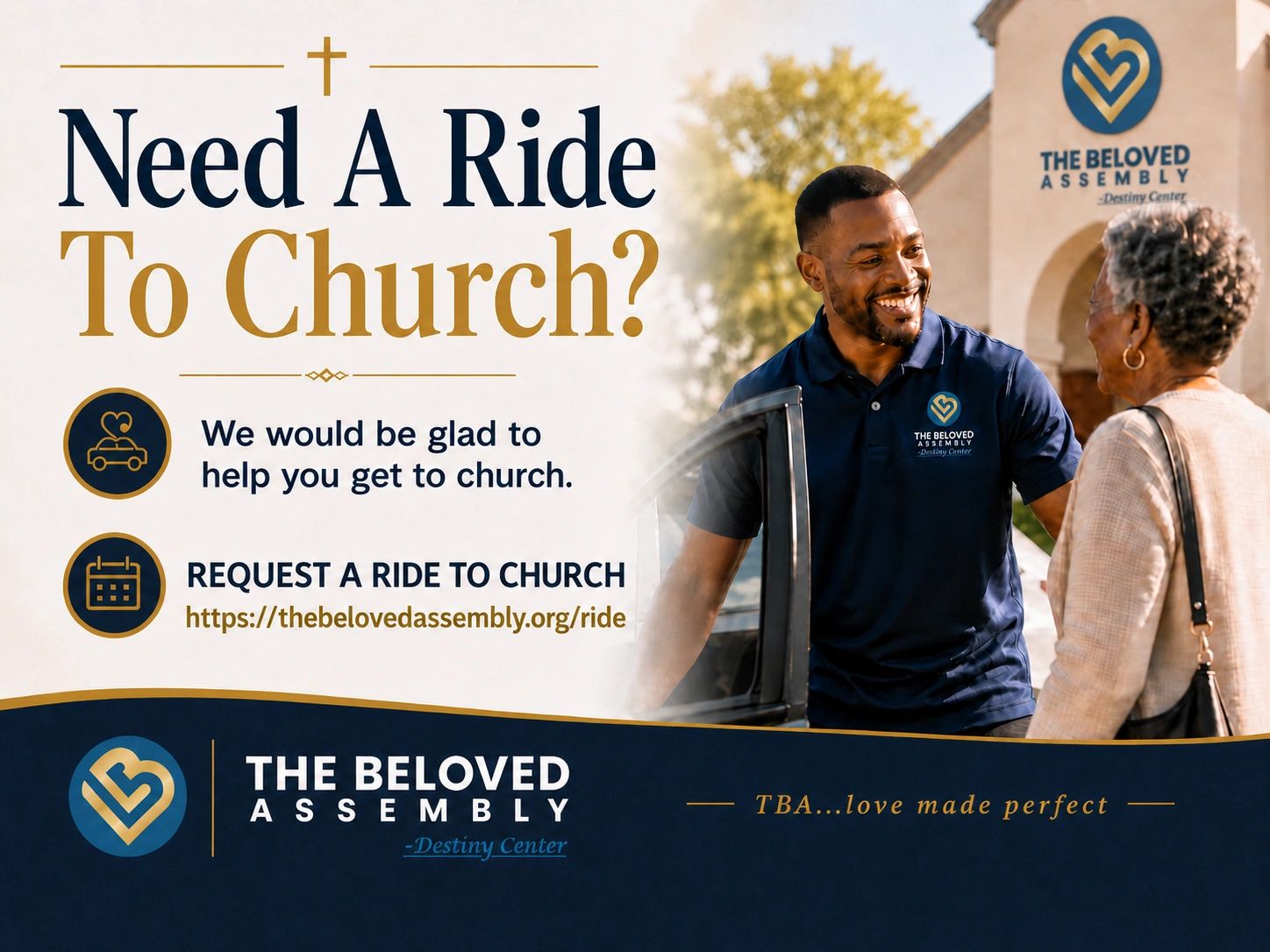 Church offers free rides with a friendly driver to help you attend services.